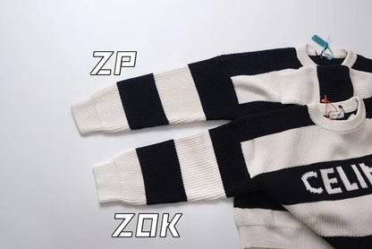 zok/셀린느 남성 스트라이프 알파벳 스웨터