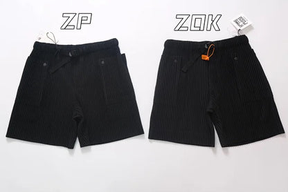 ZOK / 이세이미야케 옴므플리세 쇼츠 . 미야케 히사히 HPSS23JF174 퓨어컬러 플리츠 반바지