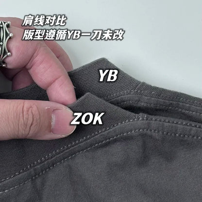 ZOK / 발렌시아가 반팔티 , 프리미엄 그레이 앞뒤 자수 T