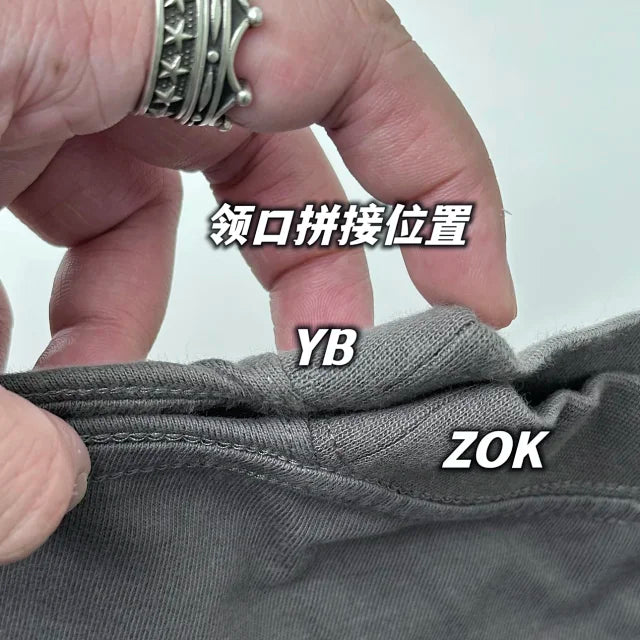 ZOK / 발렌시아가 반팔티 , 프리미엄 그레이 앞뒤 자수 T