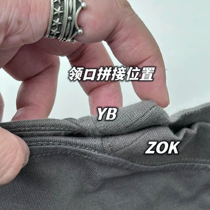 ZOK / 발렌시아가 반팔티 , 프리미엄 그레이 앞뒤 자수 T