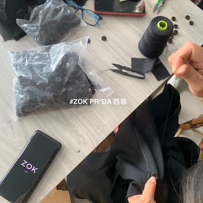 ZOK / 프라다 슈프 자켓 , 어깨 패드 트리밍 하이 커스텀 슈트