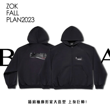 zok/발렌시아가 남성 오버핏 지퍼 후드