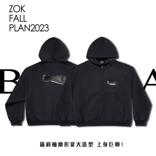 zok/발렌시아가 남성 오버핏 지퍼 후드