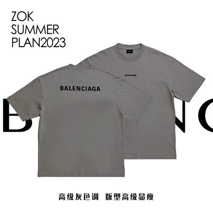 ZOK / 발렌시아가 반팔티 , 프리미엄 그레이 앞뒤 자수 T