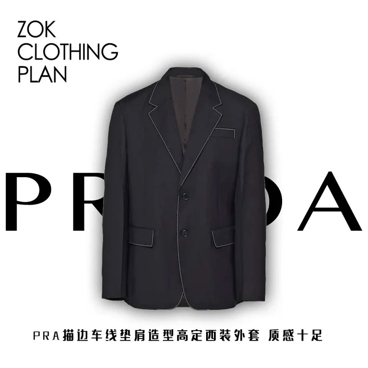 ZOK / 프라다 슈프 자켓 , 어깨 패드 트리밍 하이 커스텀 슈트