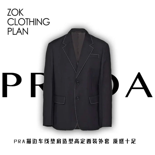 ZOK / 프라다 슈프 자켓 , 어깨 패드 트리밍 하이 커스텀 슈트