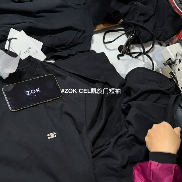 ZOK / 셀린느 반팔티 ,  CEL 개선문 클래식 자수 로고 티셔츠
