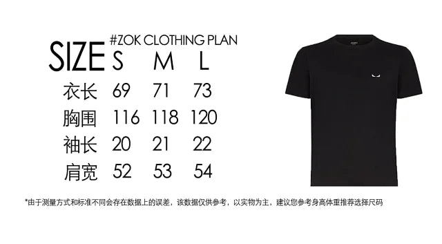 ZOK / 펜디 반팔티 , 작은 몬스터 자수 로고 반팔