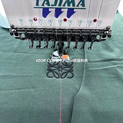 ZOK / 로에베 반팔티 , 후지타 판다 자수 로고 반팔 다크 그린
