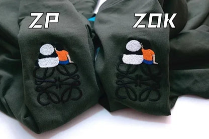 ZOK / 로에베 반팔티 , 후지타 판다 자수 로고 반팔 다크 그린