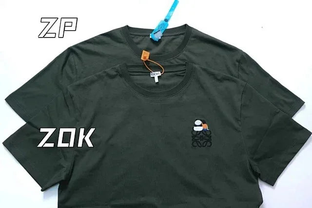 ZOK / 로에베 반팔티 , 후지타 판다 자수 로고 반팔 다크 그린