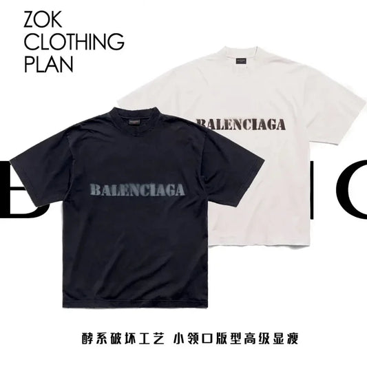 ZOK / 발렌시아가 반팔티 , 알파벳마모효과반팔투톤