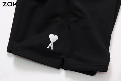 ZOK / 로에베 반팔티 , 로고 자수 차콜그레이