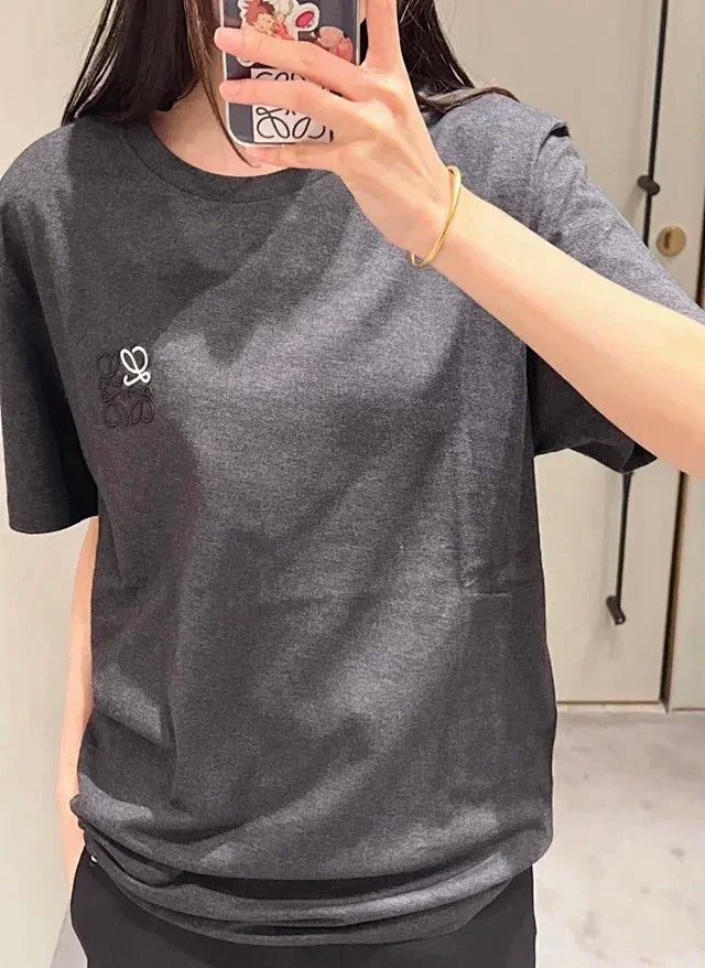 ZOK / 로에베 반팔티 , 로고 자수 차콜그레이