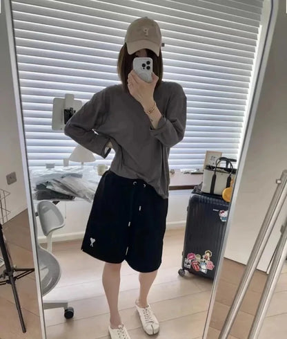 ZOK / 로에베 반팔티 , 로고 자수 차콜그레이