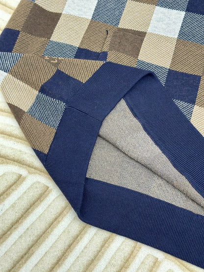 체인2호/루이 FW24 신형 피동 바둑판 합색 모직 후드 후드