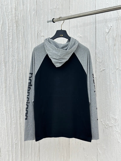 체인2호 /Balenciag*/파리 BLCG24fw 새로운 프린트 손으로 그린 낙서 연마 합색 후드 긴 소매