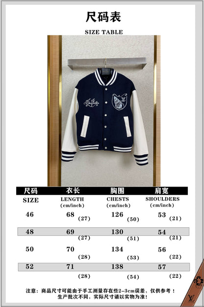 체인2호 / LV 자수 가죽 소매 야구복 외투