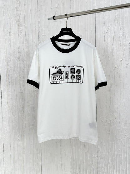 체인2호 /루이 24ss 신형 파마 1854 시리즈 컬러 프린트 알파벳 반팔 티셔츠