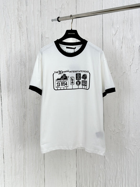 체인2호 /루이 24ss 신형 파마 1854 시리즈 컬러 프린트 알파벳 반팔 티셔츠
