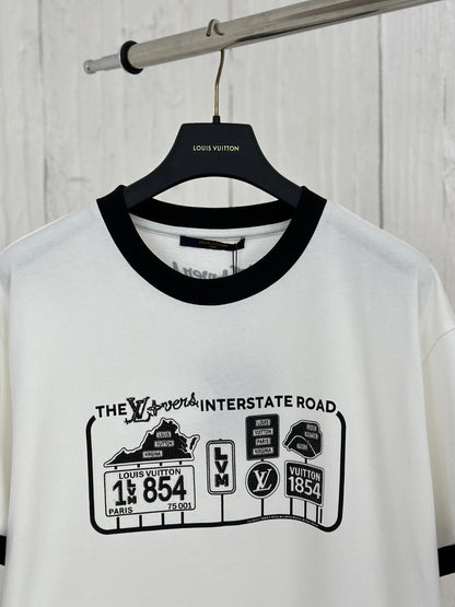 체인2호 /루이 24ss 신형 파마 1854 시리즈 컬러 프린트 알파벳 반팔 티셔츠