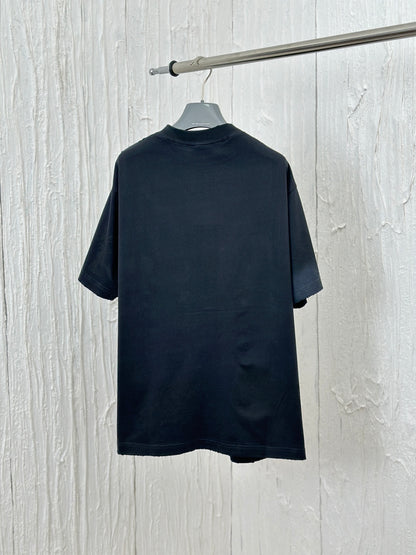 체인2호 /파리 24fw 신규 M 알파벳 프린트 손으로 그린 낙서 찢어진 반팔 티셔츠