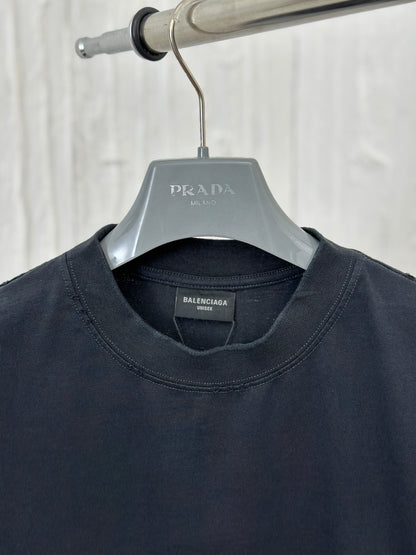 체인2호 /파리 24fw 신규 M 알파벳 프린트 손으로 그린 낙서 찢어진 반팔 티셔츠