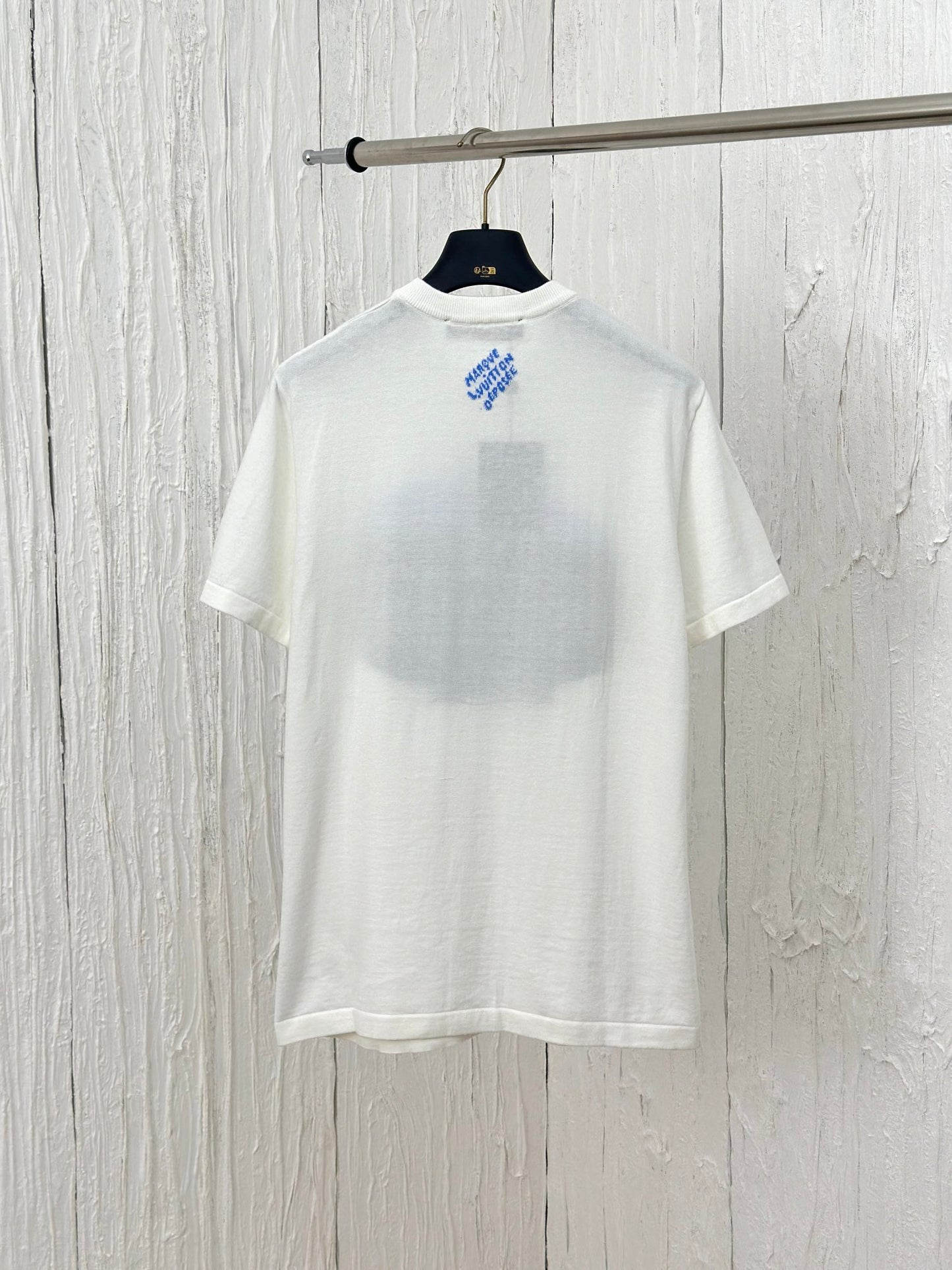 체인2호 /루이 24FW 새로운 흰색 백합 풍경 프린트 라운드 반팔