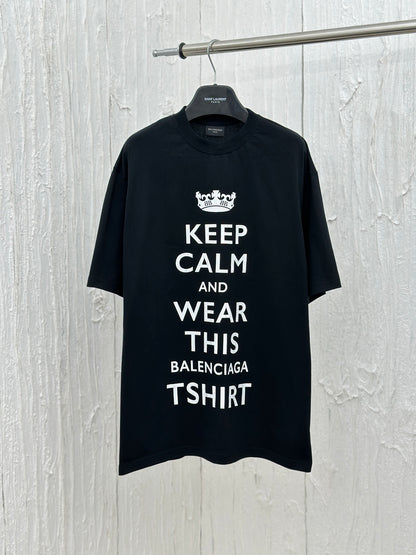 체인2호 / 가을/겨울 워킹 크라운 keep calm 균열 프린트 반팔 티셔츠