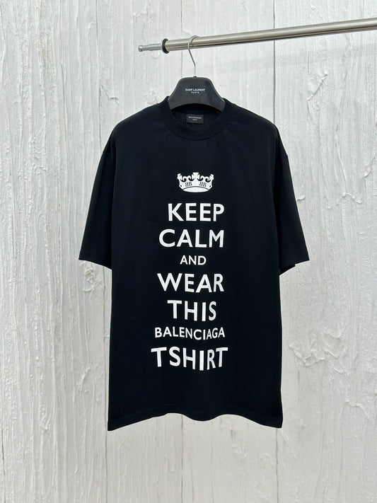 체인2호 / 가을/겨울 워킹 크라운 keep calm 균열 프린트 반팔 티셔츠
