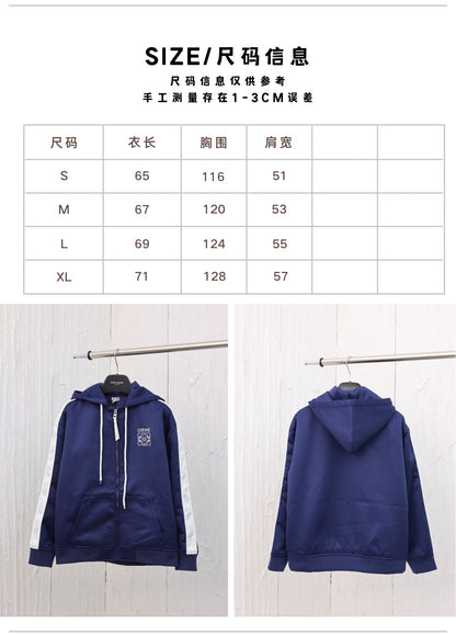 체인2호 /로에베 24FW 올가을 신상 충돌색 접합 지퍼 후드 후드 코트