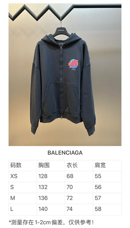 체인2호/발렌시아가 남성 지구 지퍼 맨투맨