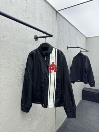 체인2호/크롬하츠 남성 흑백 접합 빨간색 십자가 솜옷 외투