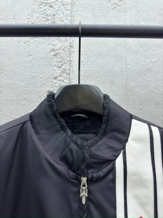체인2호/크롬하츠 남성 흑백 접합 빨간색 십자가 솜옷 외투