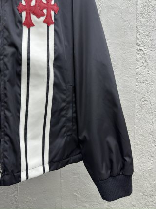 체인2호/크롬하츠 남성 흑백 접합 빨간색 십자가 솜옷 외투