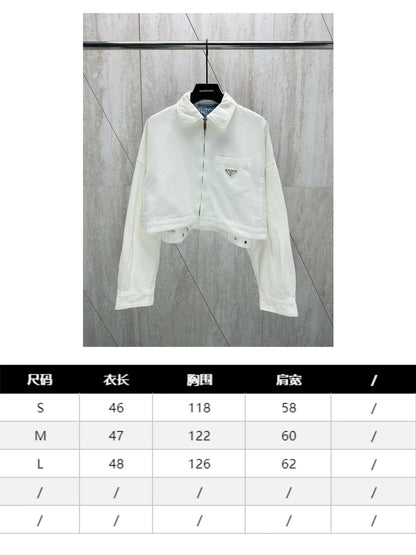 체인2호/프라다 여성 가을 겨울 신상 클래식 단색 가슴 주머니 데님 외투