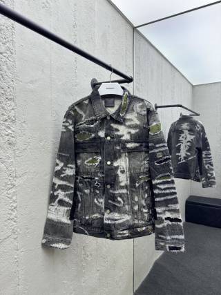 체인2호/지방시 남성 빈티지 파괴 데님 코트