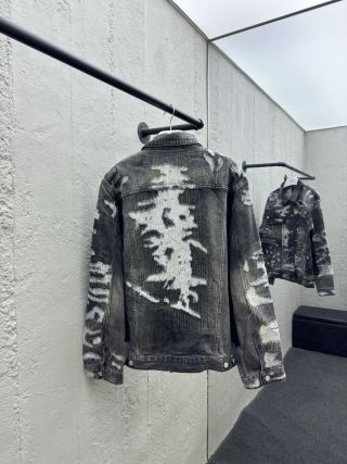 체인2호/지방시 남성 빈티지 파괴 데님 코트