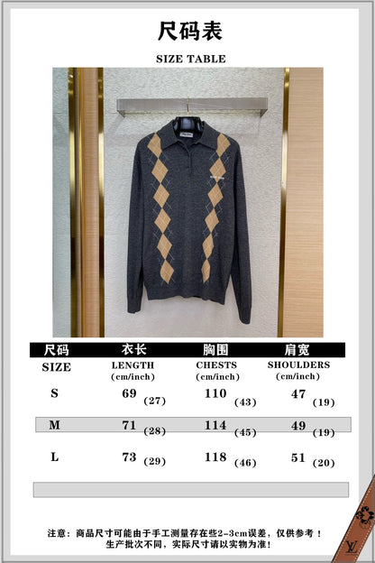 체인2호/미우미우 남성 마름모꼴 로고 니트