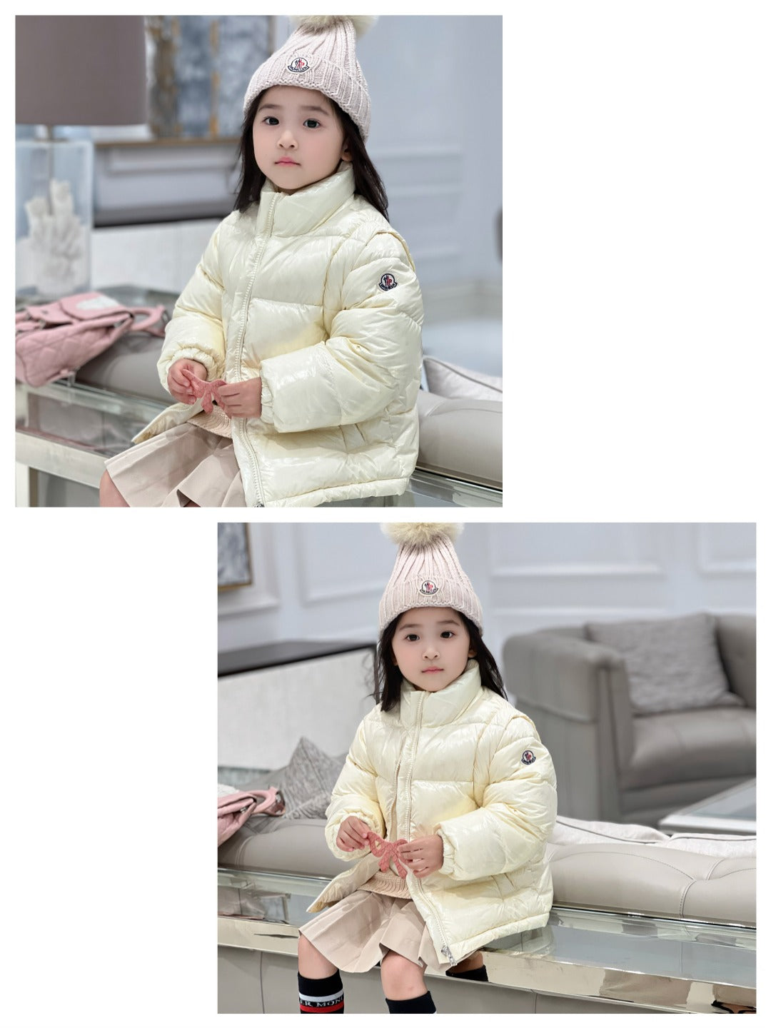 AA/몽*레어 여아 베이지색  조끼 패딩