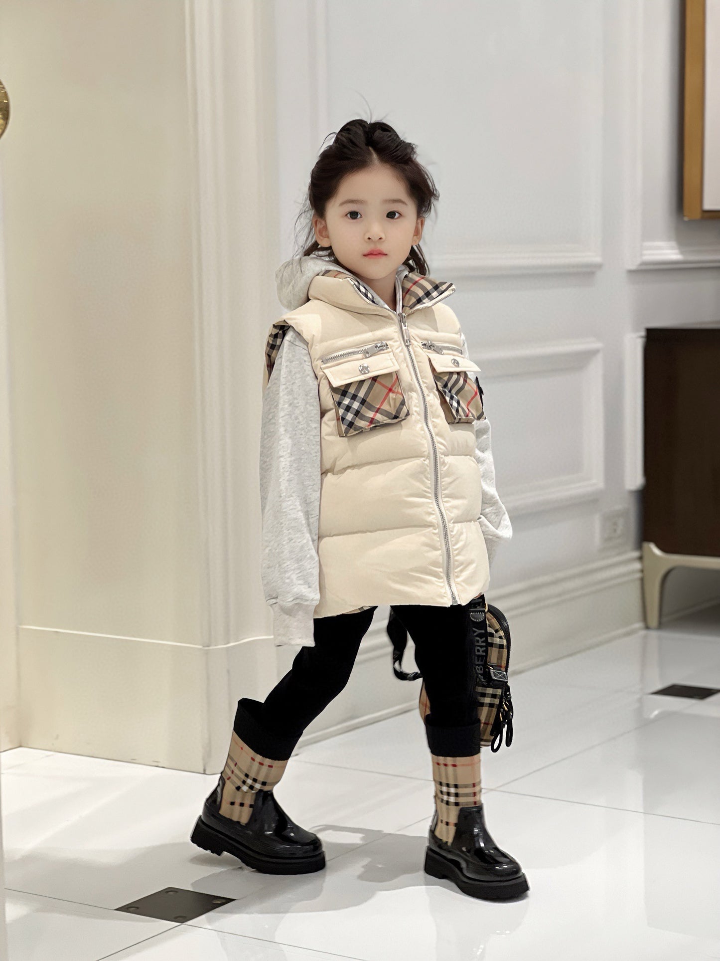 AA/버버리 아동 양면 면복 조끼