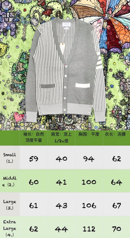 zzll /톰브라운 남성 스트라이프 카디건 스웨터