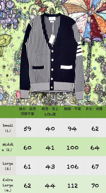 zzll /톰브라운 남성 스트라이프 카디건 스웨터