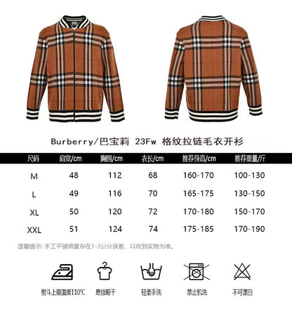 체인2호/버버리 남성 체크 지퍼 가디건
