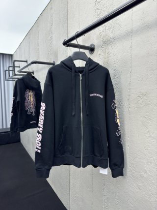 체인2호/크롬하츠 남여 뒤에 소녀 프린트 지퍼 코트