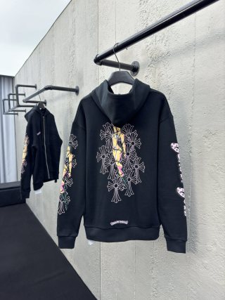 체인2호/크롬하츠 남여 뒤에 소녀 프린트 지퍼 코트