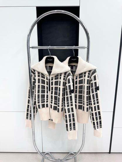체인2호/루이비통 여성 체크 터틀넥 코트