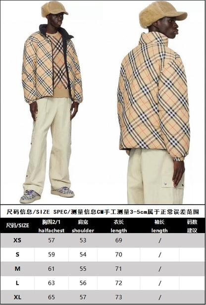 R공장 /버버리 남성 양면 체크무늬 나일론 패딩