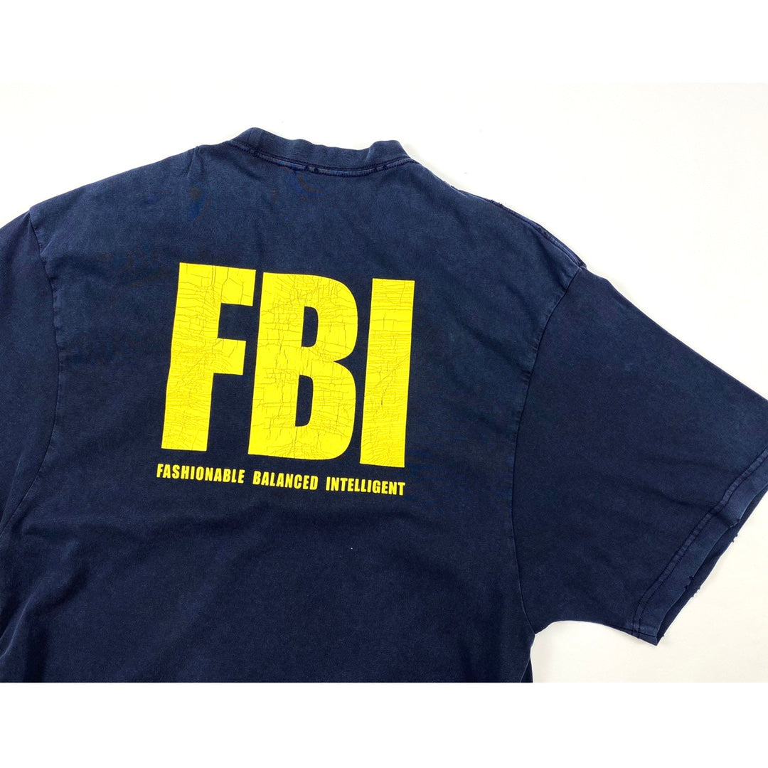 계단집/발렌시아가 남여 워싱 네이비 FBI 반팔